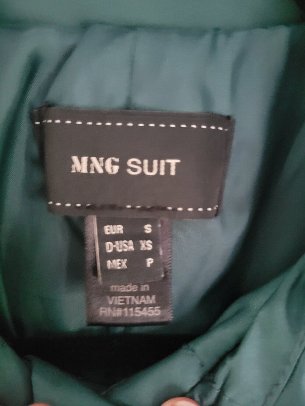 MNG Suit Teal Green Belted Trench Coat Epaulette Detail Sz XS - Picture 3 of 8